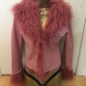 RARE Vintage Bebe Pink Faux Fur jacket coat